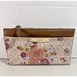 Jones New York Signature Brown Floral Wallet Clutch Purse